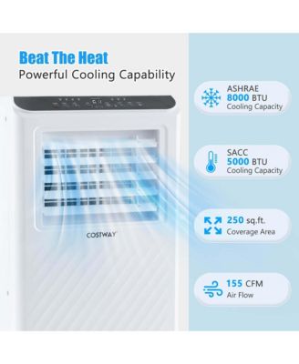  8000 BTU Portable Air Conditioner 3 -in-1 Air Cooler Dehumidifier Fan 24H Timer 5000 BTU(8000BTU ASHRAE)