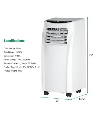  8,000BTU Portable Air Conditioner & Dehumidifier Function Remote