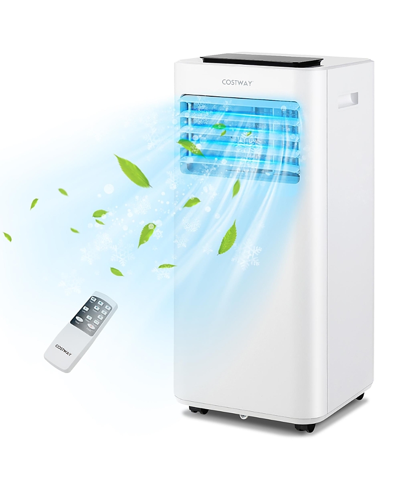 Costway 8000 Btu Portable Air Conditioner 3-in-1 Ac Unit With Cool Fan Dehum Sleep Mode In White
