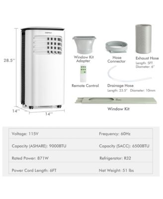  9000 BTU Air Cooler 3 in 1 Portable Air Conditioner w/Fan & Dehumidifier