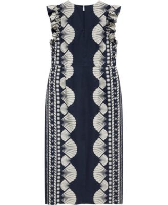  Women's Shell Print Column Midi Dress
