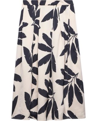  Women's Neutral Palm Print Midi Skirt