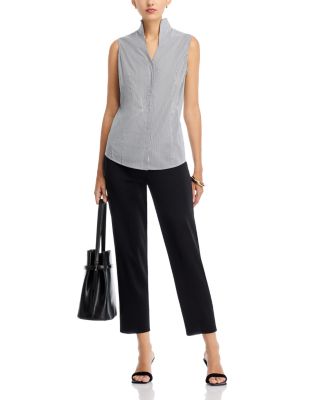 Pinstripe Mandarin Collar Tank