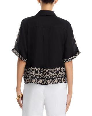 Embroidered Kimono Sleeve Top