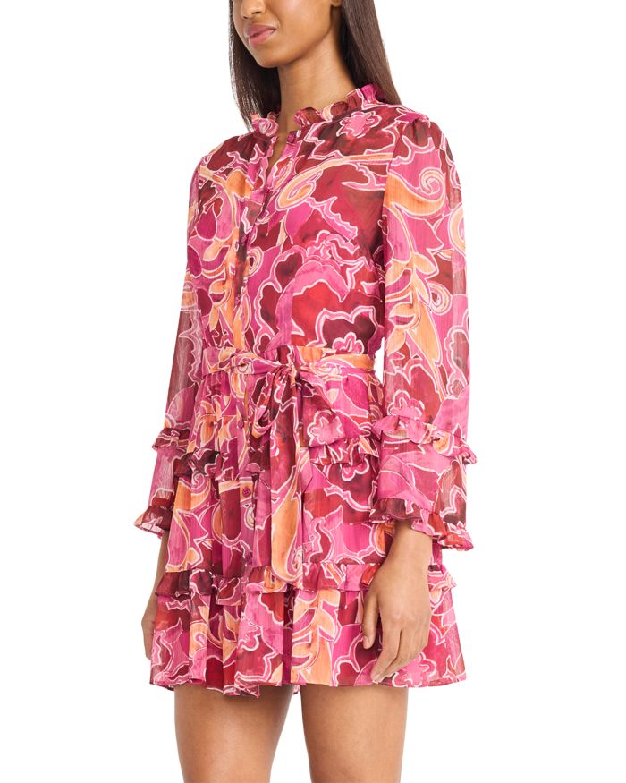 Floral Ruffle Tiered Button Front Dress