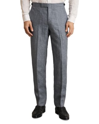 REISS - Reef Slim Fit Prince of Wales Check Linen Trousers