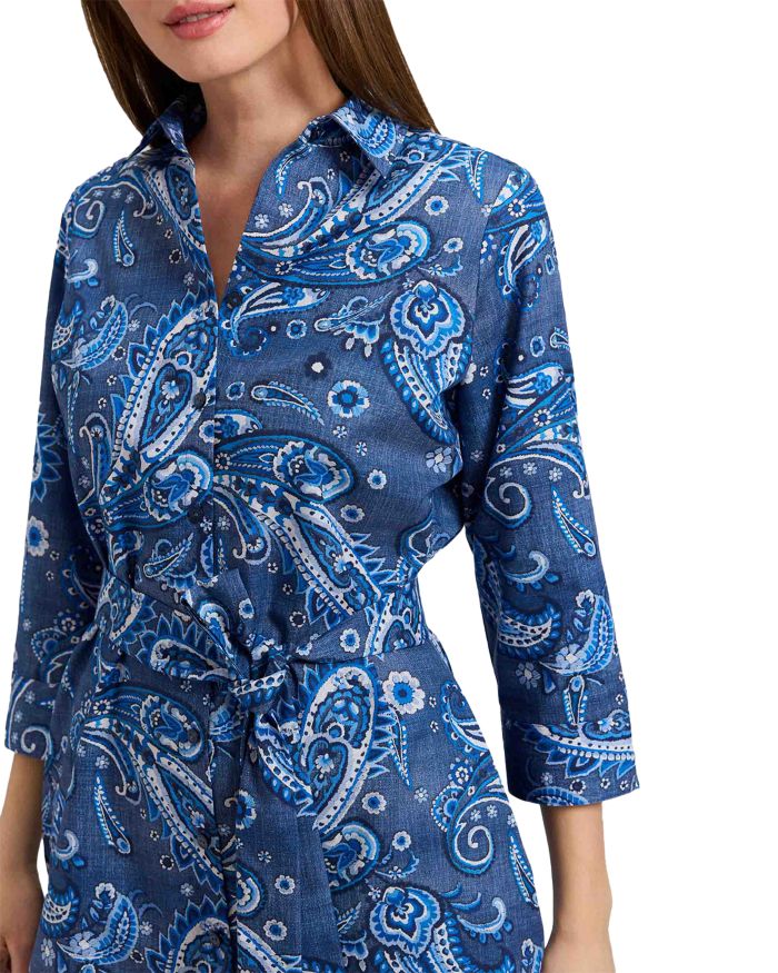 Paisley Button Front 3/4 Sleeve Dress
