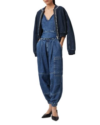 Sol Cargo High Rise Cropped Tapered Jeans in Mid Indigo