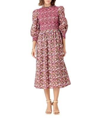 English Factory - Women's Smocked Midi Dress
