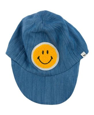 Baseball Cap Lyocell Denim with Smiley Applique - Big Kid