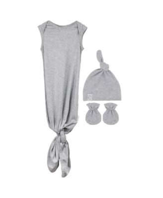  Unisex Knotted Wearable Blanket & Knot Hat Set with Matching Mittens - Baby
