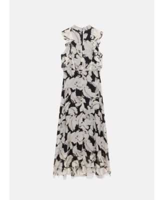  Women's Feather Print Midi Dress