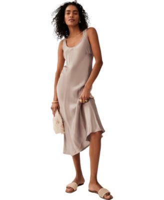  Women's Neutral Satin Slip Dress