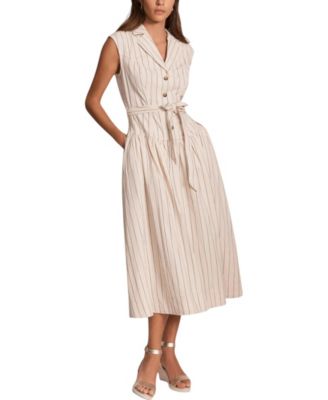 Mint Velvet - Women's Drop Waist Stripe Midi Dress