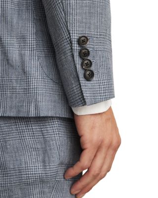 Slim Fit Prince of Wales Check Linen Blazer
