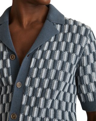 Regular Fit Geometric Knit Cuban Shirt