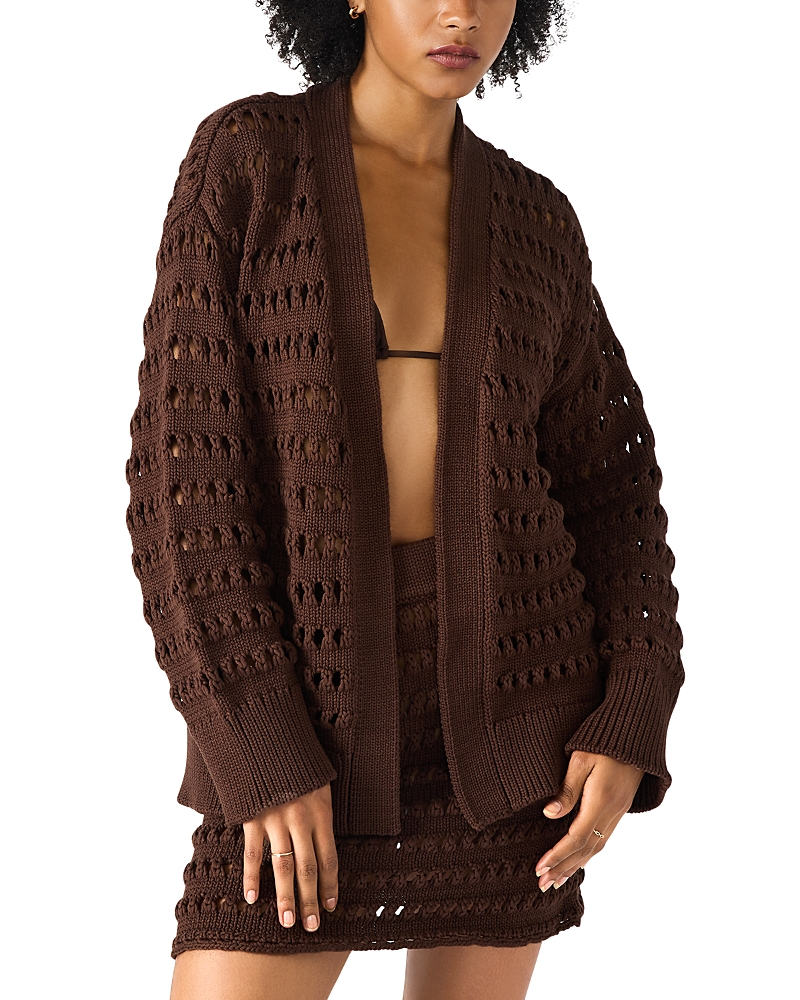 Steve Madden Eastyn Crocheted Cardigan In Brown
