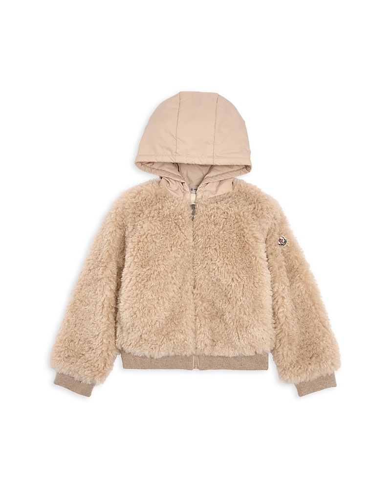 Moncler Girls' Teddy Zip Up Hoodie - Little Kid In Brown