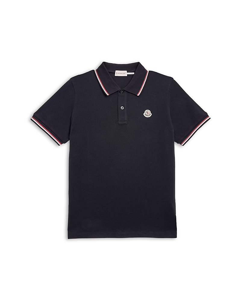 Moncler Boys' Maniche Ribbed Polo Shirt - Big Kid In Blue