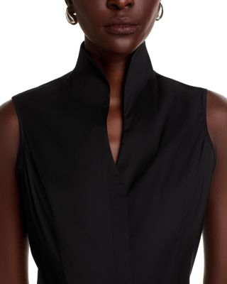 Sleeveless Mandarin Collar Shirt