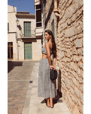 Gingham Crop Top & Gingham Ruched Waist Midi Skirt