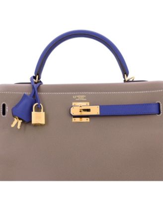 Kelly 32 Handbag Bicolor Epsom with Gold Hardware