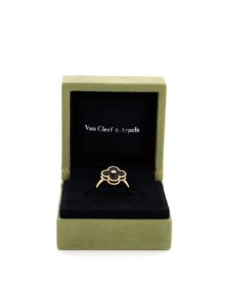  Vintage Alhambra Ring 18K Gold with Onyx and Diamond