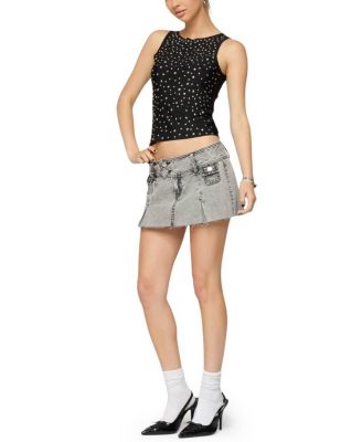  Vintage Washed Denim Mini Skirt