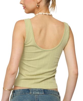 Yarah Keyhole Textured Ribbed Tank Top