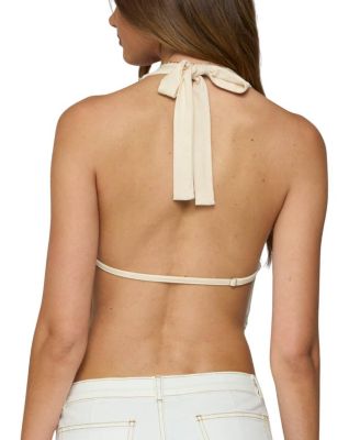 Beaded Chiffon Backless Cowl Neck Top