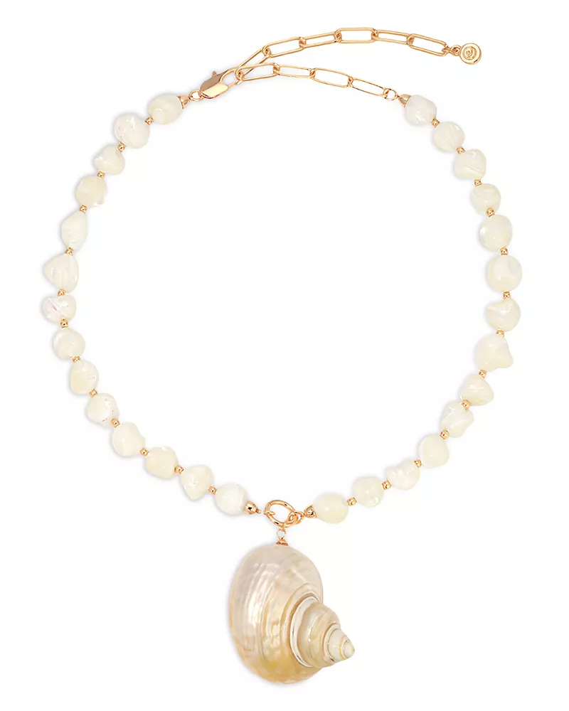Ettika Sunken Treasure Shell Pendant Necklace, 15