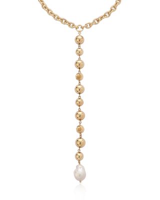 Deep Drop Cultured Freshwater Pearl Lariat Necklace, 15"-20"