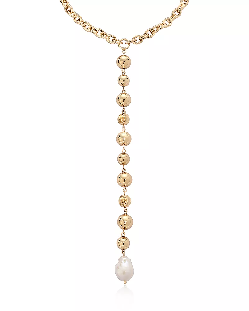 Ettika Deep Drop Cultured Freshwater Pearl Lariat Necklace, 15