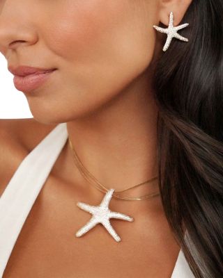 Pav&eacute; Starfish Statement Stud Earrings