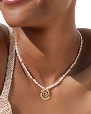 Aura Swirl Cultured Freshwater Pearl Choker Necklace, 16"-19"