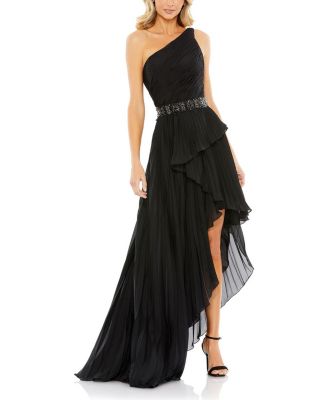  Embellished Gown with Strappy Open Back & Asymmetrical Ruffle Hem