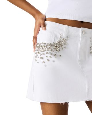 Eras Rhinestone Frayed Denim Mini Skirt
