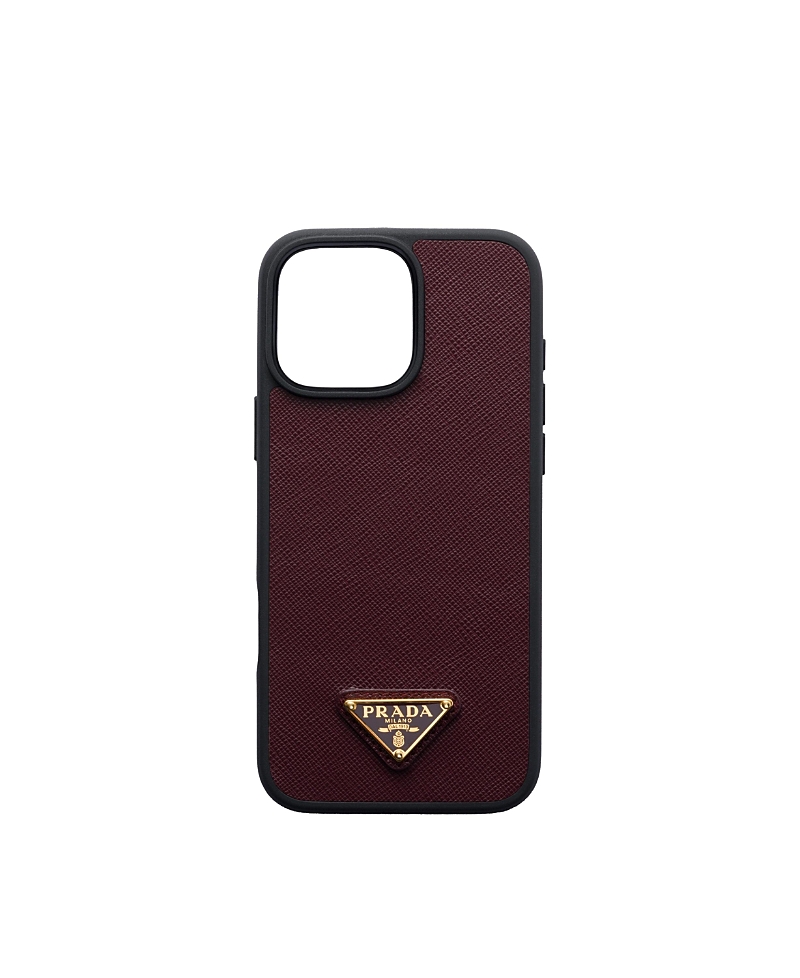 Prada Saffiano Leather Case For Iphone 16 Pro Max In Brown