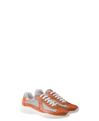 Men's Patent Leather and Technical Fabric America's Cup Sneakers in Light Orange
