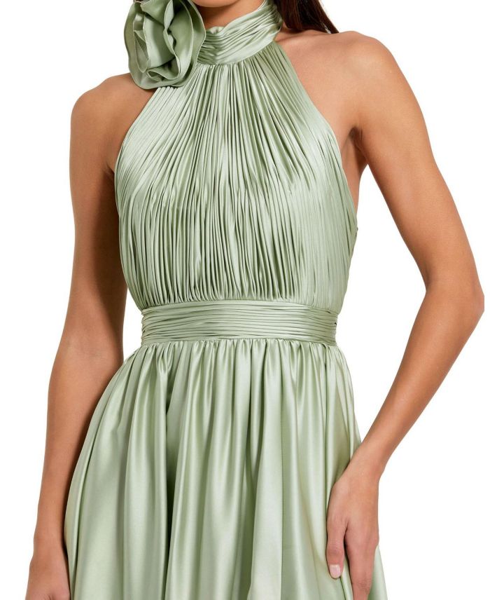 Soft Tie Halter Neck High Slit Gown