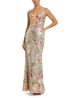 Sleeveless Bustier Floral Applique Gown