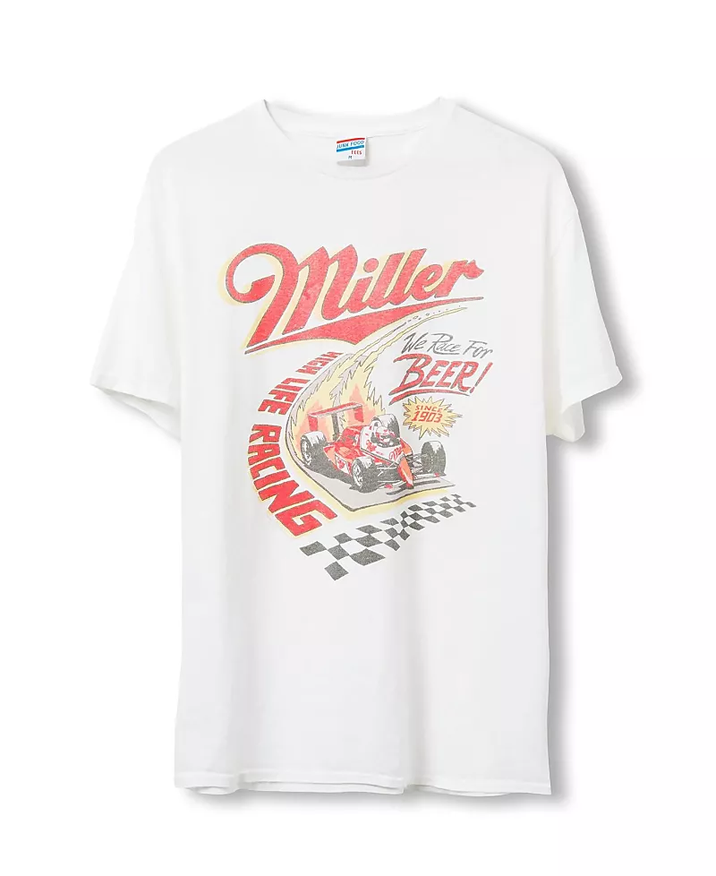 Junk Food Clothing Unisex Miller High Life Racing Beer Flea Market Tee