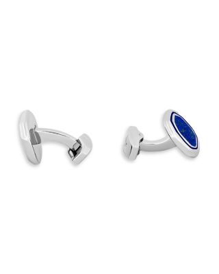 Octagon White Bronze Plated & Blue Lapis Cufflinks