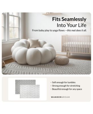  Reversible Baby PlayMat - Dash + Diamond Design - Soft, Non-Toxic Foam - Waterproof, Easy to Clean