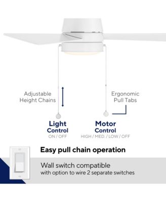 Fans Hug 44in Selectable 2700-3000-4000-5000K LED Indoor or Outdoor Flush Mount Pull Chain Ceiling Fan