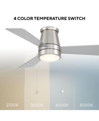 Fans Hug 44in Selectable 2700-3000-4000-5000K LED Indoor or Outdoor Flush Mount Pull Chain Ceiling Fan