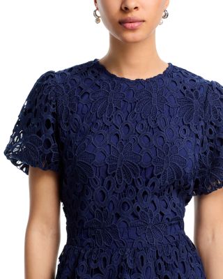 Puff Sleeve Mini Lace Dress - Exclusive 