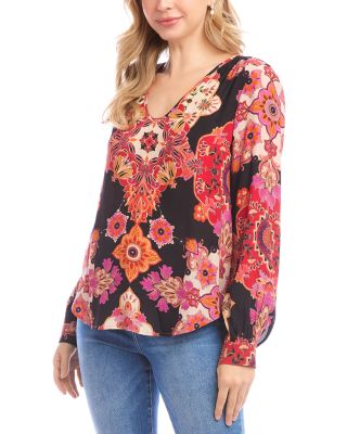 Printed Scoop Neck Top