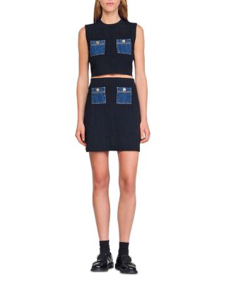 Mini Knit and Denim Skirt