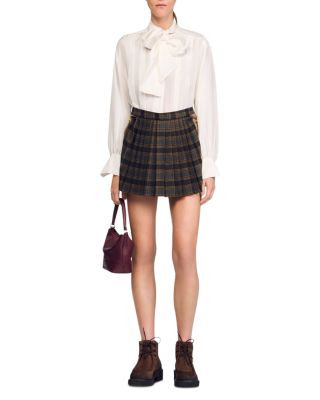 Short Checked Pleated Skirt